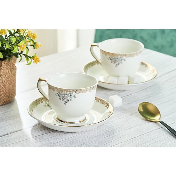 GOLDEN QUEENS Button Rose Tea Serving Set of 15 pcs A - LXINDIA.COM