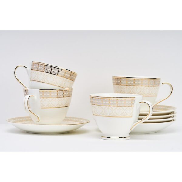 GOLDEN QUEENS Gold and Lattice Series Cups and Saucers A - LXINDIA.COM