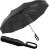 GaxQuly Folding Umbrella With Carabiner Handle Big Size Black - LXINDIA.COM