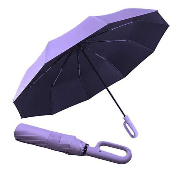 GaxQuly Folding Umbrella With Carabiner Handle Big Size Purple - LXINDIA.COM