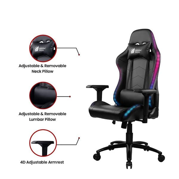 Green Soul Thunder RGB Lights Gaming Chair 3 - LXINDIA.COM