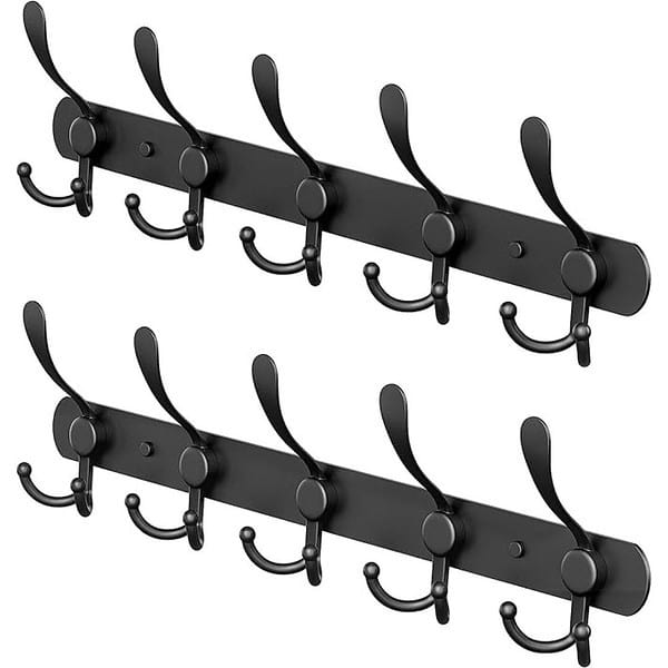 HOLLIO Stainless Steel 5 Pin with Double Alloy Hook Cloth Hanger Pack of 2 Black - LXINDIA.COM