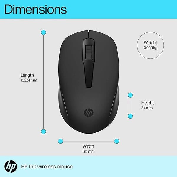 HP 150 Wireless Mouse 1600 DPI 2 - LXINDIA.COM