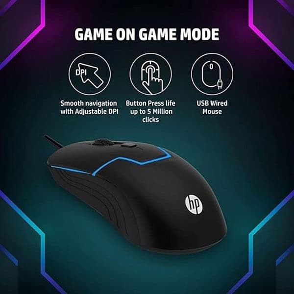 HP M100 USB Wired Gaming Optical Mouse10001600 DPI 3DR60PA Black 3 - LXINDIA.COM