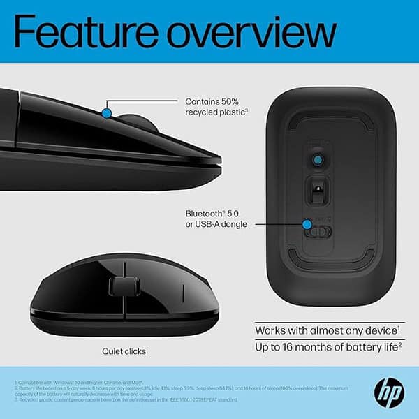 HP Z3700 Dual Black Mouse Up to 1600 dpi 758A8AA 3 - LXINDIA.COM