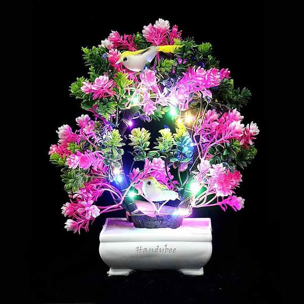 Handybee Artificial Bonsai Plant with LED Lights Pink Green - LXINDIA.COM