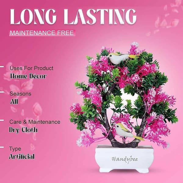 Handybee Artificial Bonsai Plant with LED Lights Pink Green a - LXINDIA.COM