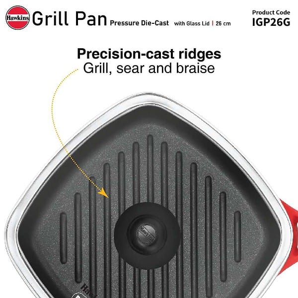 Hawkins 26 cm Non Stick Die Cast Grill Pan A - LXINDIA.COM