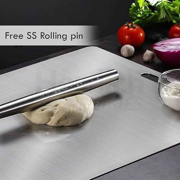 Herrlich Homes 304 Stainless Steel Chopping Board with Lip for Kitchen 2XL 80 X 50cm1 - LXINDIA.COM