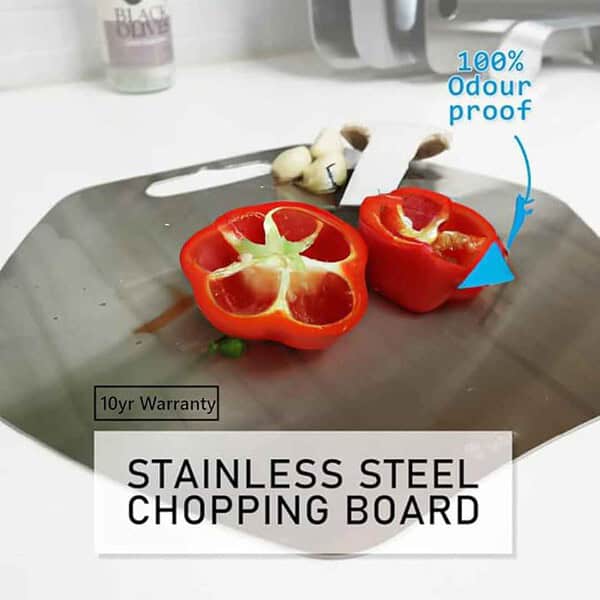 Herrlich Homes Hexagonal Stainless Steel Chopping Board for Kitchen Medium 34 X 31cm2 - LXINDIA.COM