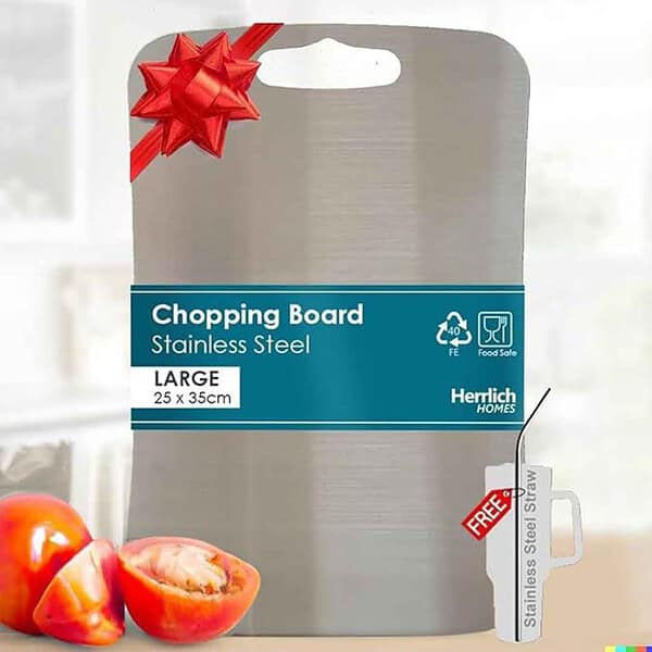 Herrlich Homes Rectangular Stainless Steel Chopping Board for Kitchen Large 25 X 35cm - LXINDIA.COM