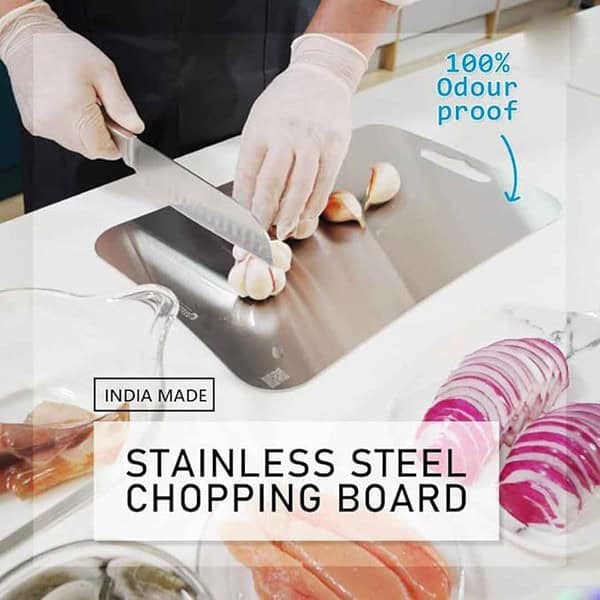 Herrlich Homes Rectangular Stainless Steel Chopping Board for Kitchen Large 25 X 35cm1 - LXINDIA.COM