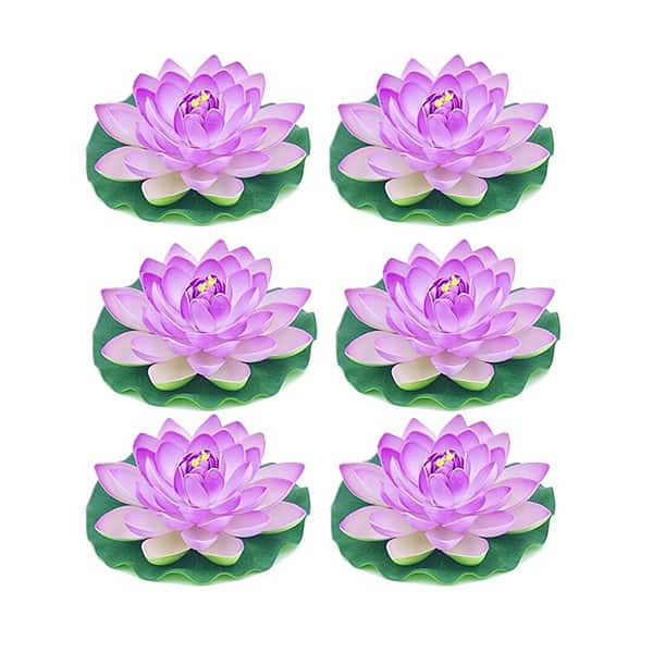 Homesake Artificial Floating Foam Lotus Set of 6 Purple - LXINDIA.COM