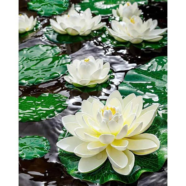 Homesake Artificial Floating Foam Lotus Set of 6 White b - LXINDIA.COM