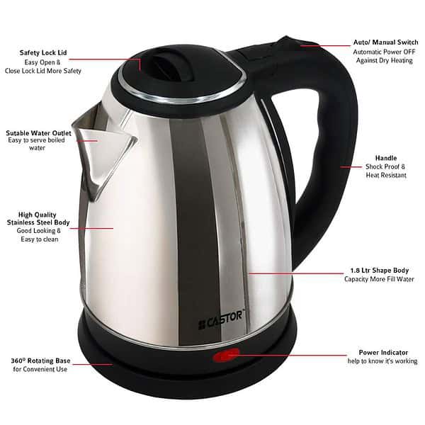 IBELL Castor CTEK18M Electric Kettle 1500W 1.8 L1 - LXINDIA.COM