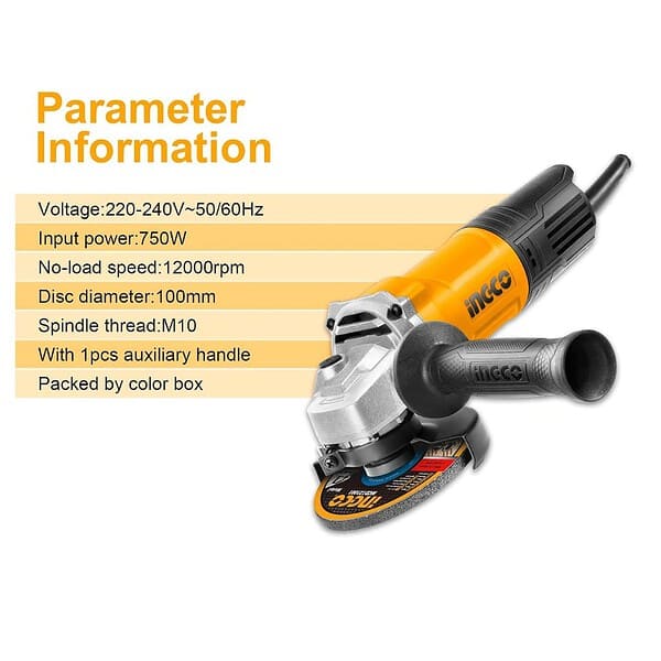 INGCO Angle Grinder 100mm 750W1 - LXINDIA.COM