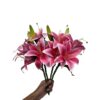 Indus Decor Life like Set of 4 Stems Artificial Lily Flower Bunch Pink - LXINDIA.COM