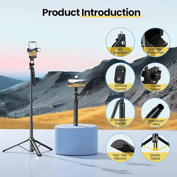 KINGONE Long Selfie Stick with Tripod Stand Aluminum 71inch 2 - LXINDIA.COM