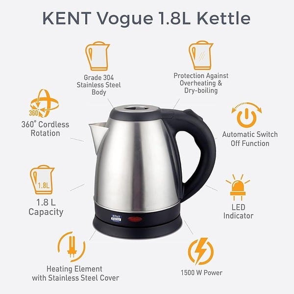 Kent Vogue 1.8Litre Electric Kettle 160881 - LXINDIA.COM