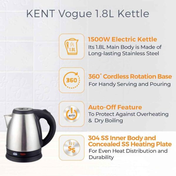 Kent Vogue 1.8Litre Electric Kettle 160882 - LXINDIA.COM