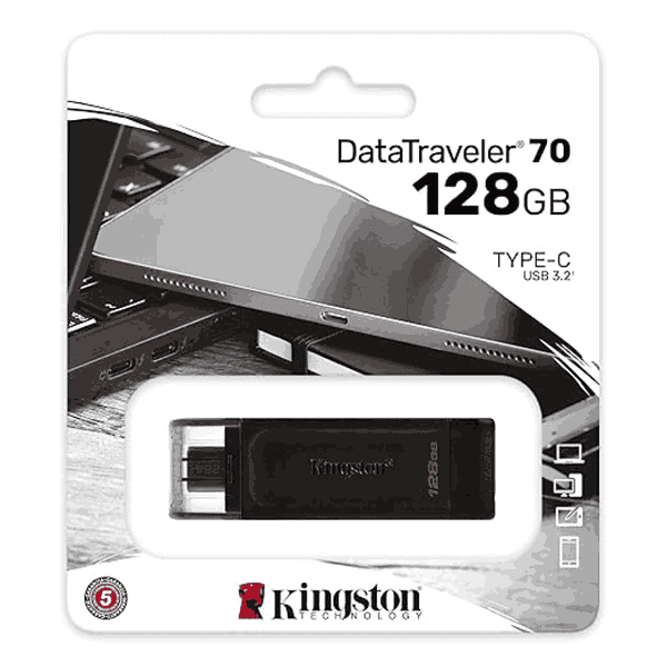 Kingston DataTraveler 70 128GB USB C flashdrive with USB Gen 1 speeds DT70128GB2 - LXINDIA.COM