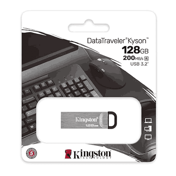 Kingston DataTraveler Kyson USB Flash Drive Gen 1 with Stylish Capless Metal Case DTKN128GB3 - LXINDIA.COM