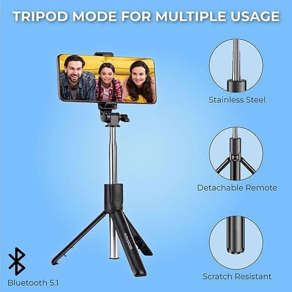 Kratos K1 Selfie Stick with Tripod Stand 1 - LXINDIA.COM