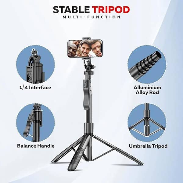 Kratos K6 Upgraded 61 Inch Long Selfie Stick with Tripod stand 2 - LXINDIA.COM