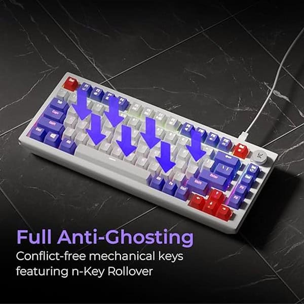 Kreo Hive RGB Anti ghosting Gaming Keyboard TenkeylessWhite Purple Blue Switch 3 - LXINDIA.COM