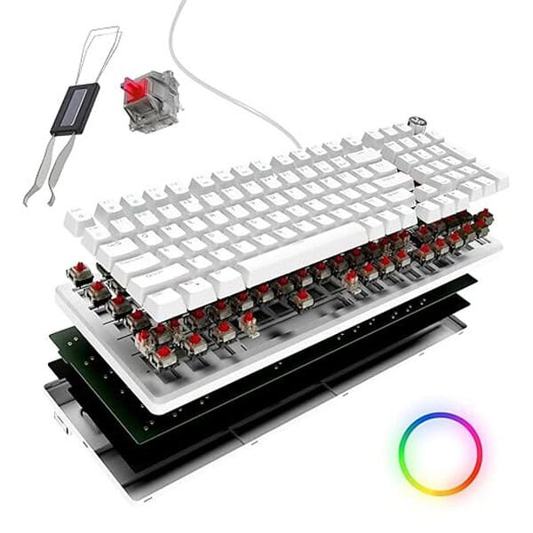 Kreo Hive Wired RGB Backlight Gaming Mechanical Keyboard All White Red Switch 2 - LXINDIA.COM