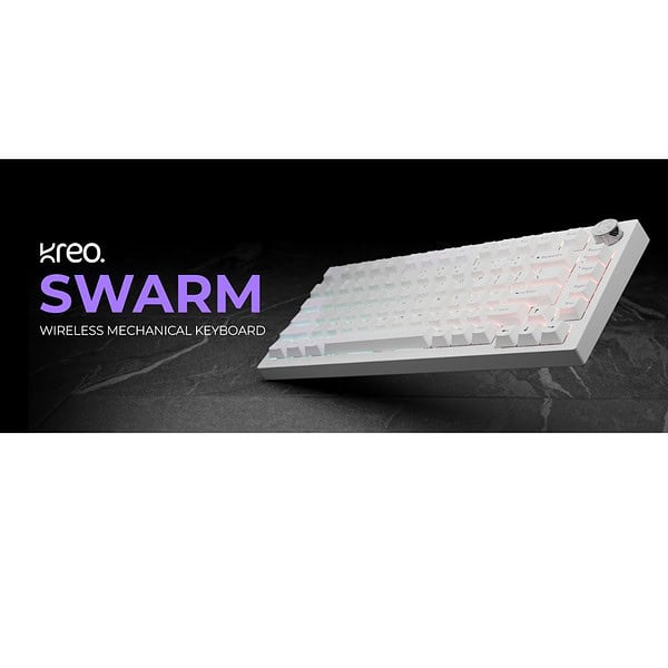 Kreo Swarm Wireless Mechanical Keyboard All White GTMX Sense Switches 1 - LXINDIA.COM