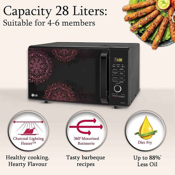 LG 28 L Charcoal Convection Microwave Oven MJ2887BIUM Black3 - LXINDIA.COM