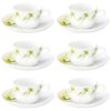 Larah By Borosil Green Hub Cup and Saucer SeT Of 12 - LXINDIA.COM