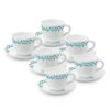 Larah by BOROSIL Blue Leaves Opalware Cup and Saucer Set of 12 pcs A - LXINDIA.COM