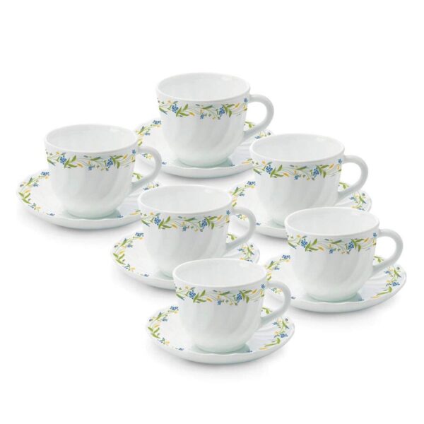 Larah by BOROSIL Cripper Opalware Cup and Saucer Set of 12 p - LXINDIA.COM