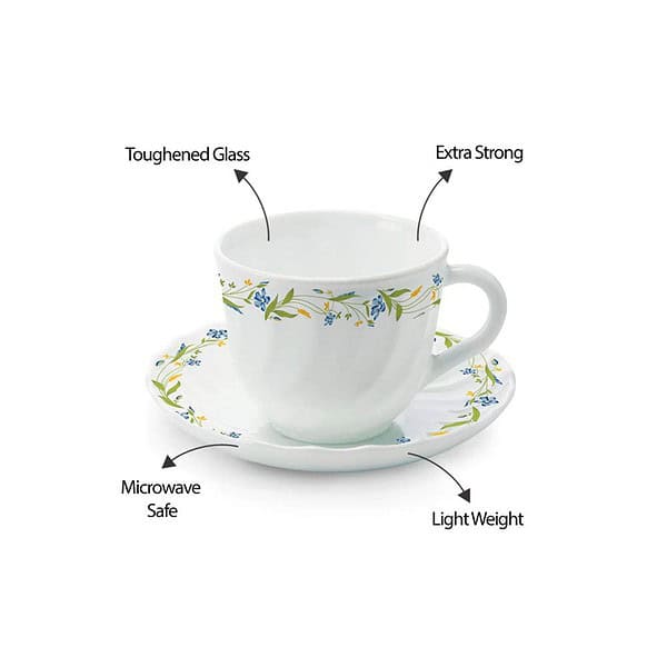 Larah by BOROSIL Cripper Opalware Cup and Saucer Set of 12 p A - LXINDIA.COM