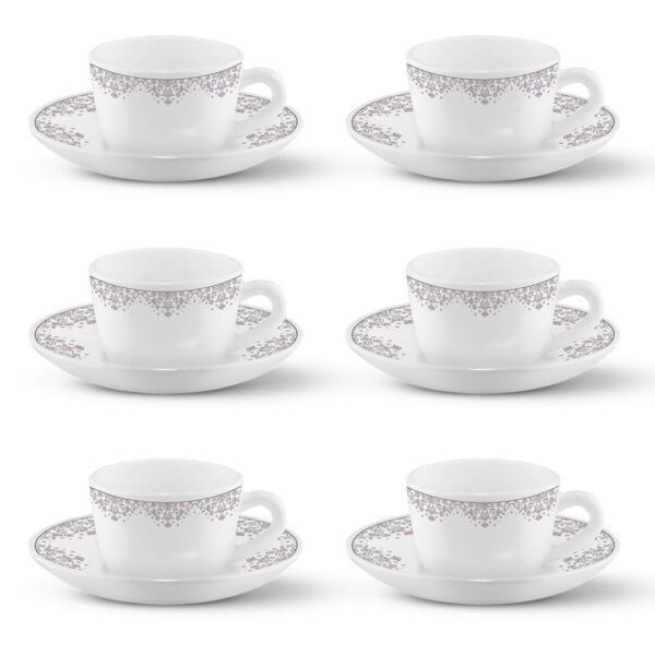 Larah by BOROSIL Lark Opalware Cup and Saucer Set of 12 p C - LXINDIA.COM