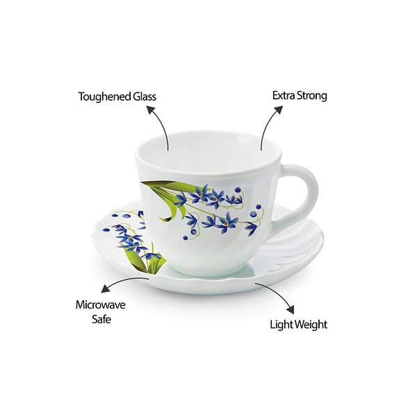 Larah by BOROSIL Lavender Opalware Cup and Saucer Set of 12 p - LXINDIA.COM