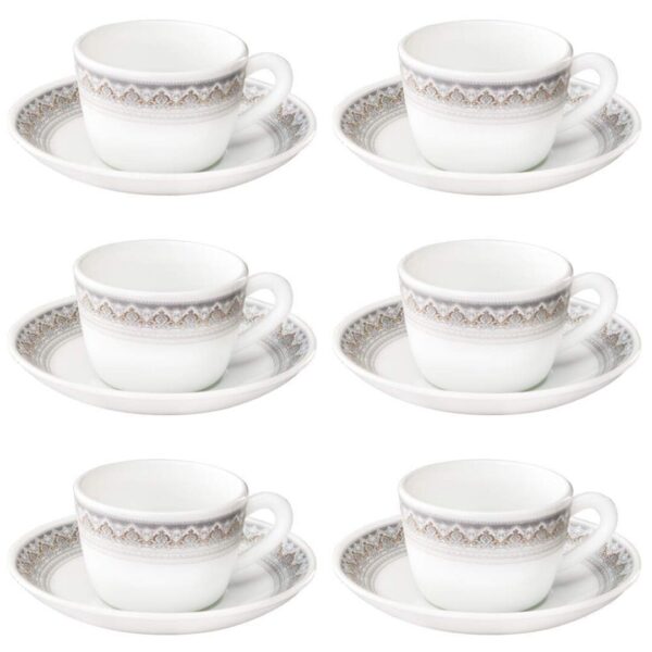 Larah by Borosil Opalware Classic Cup and Saucer Set - LXINDIA.COM