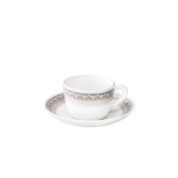 Larah by Borosil Opalware Classic Cup and Saucer Set A - LXINDIA.COM