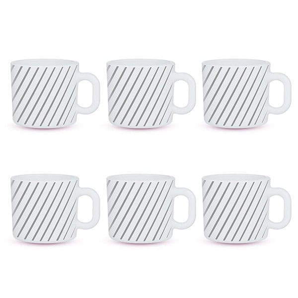 Larah by Borosil Silver Ray Opalware Set of 6 Tea cups A - LXINDIA.COM