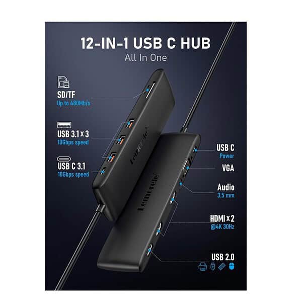 Lemorele 12 in 1 USB C Hub Dual Monitor 1 - LXINDIA.COM