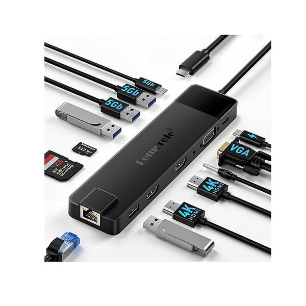 Lemorele 13 in 1 USB C Docking Station Triple Monitor - LXINDIA.COM