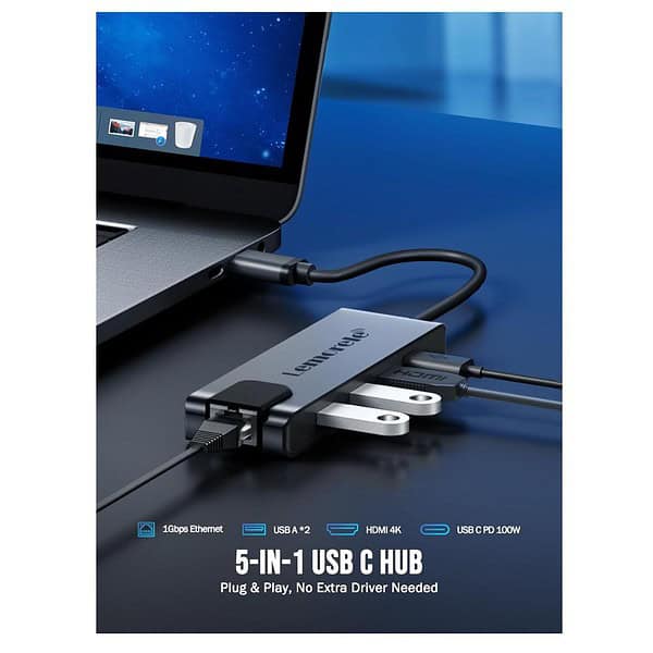 Lemorele 5 in 1 USB C Hub with 1000Mbps Ethernet 1 - LXINDIA.COM