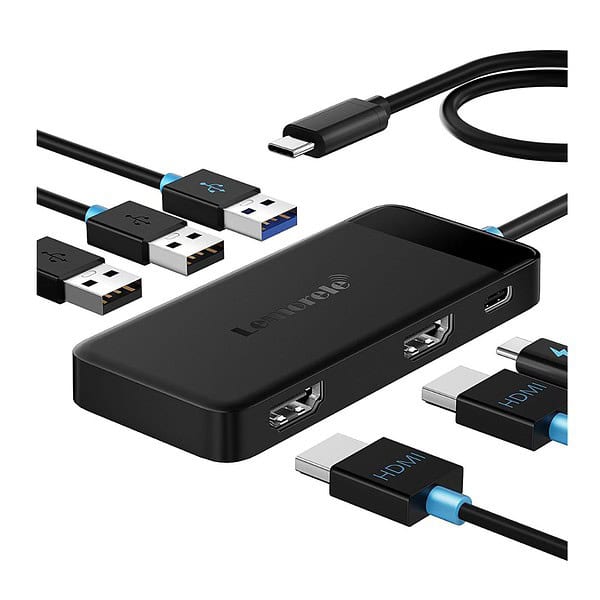 Lemorele USB C Laptop Docking Station 6 in 1 Dual Display Adapter - LXINDIA.COM