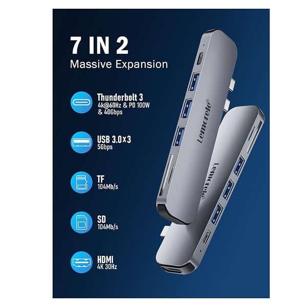 Lemorele USB C Multiport Adapter Hub 7 in 2 with Thunderbolt 3 5 - LXINDIA.COM