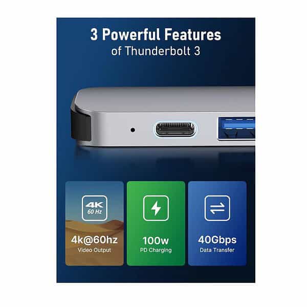 Lemorele USB C Multiport Adapter Hub 7 in 2 with Thunderbolt 3 - LXINDIA.COM