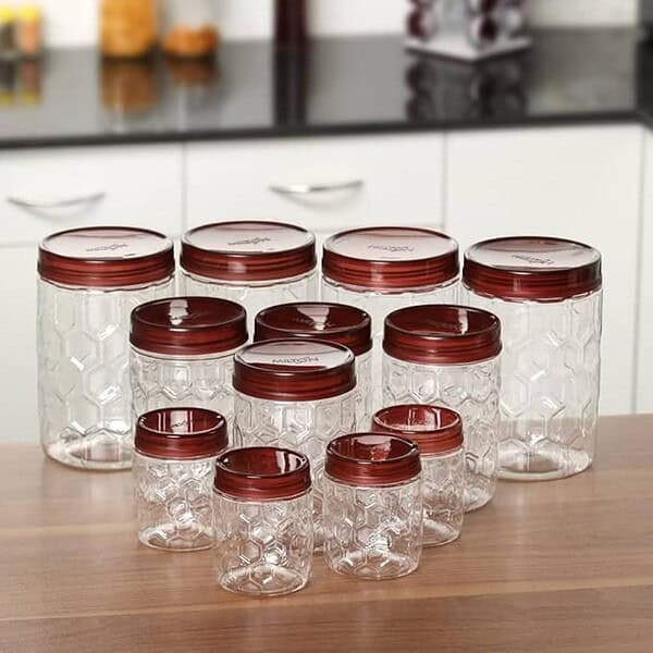 MILTON Hexa Plastic Pet Storage Jar Brown Set of 3 3 - LXINDIA.COM