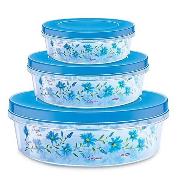 MILTON Plastic Keepex Pet Storage Jar Set Of 3 1300 Ml 1800Ml 2500 Ml Blue - LXINDIA.COM