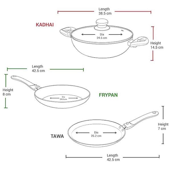 MILTON Pro Cook Kitchen Jewel Cookware Set of 3 Peach3 - LXINDIA.COM